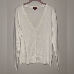 Merona White Deep V-Neck Button-Up Cardigan